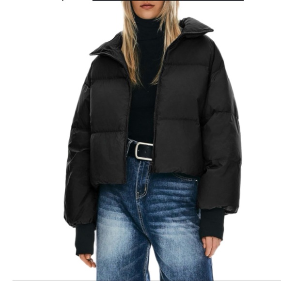 Orolay Black Cropped Down Puffer Jacket - Picture 1 of 16